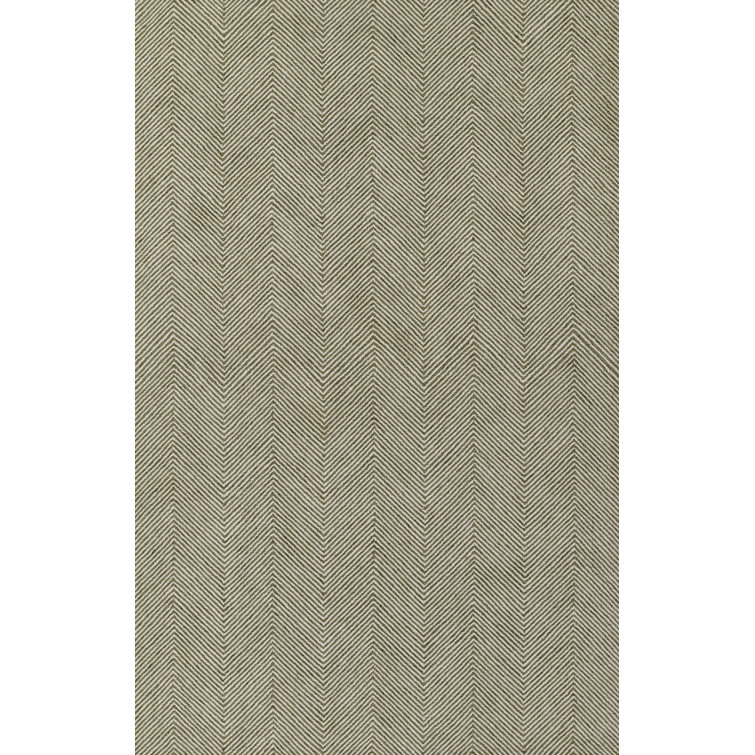 Green Herringbone Hand-Tufted Wool 8' x 10' Area Rug