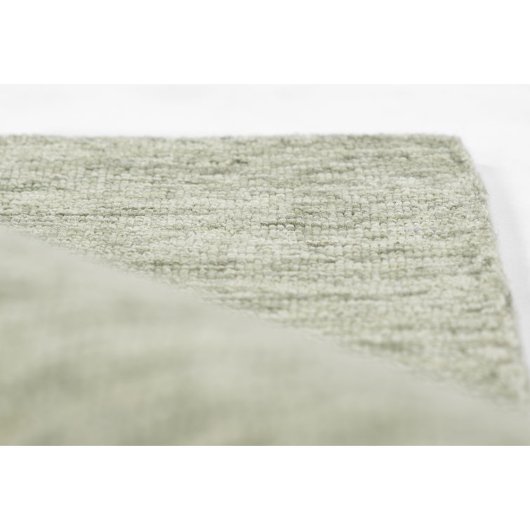 Sage Green Hand-Tufted Wool Rectangular Rug 2' x 3'