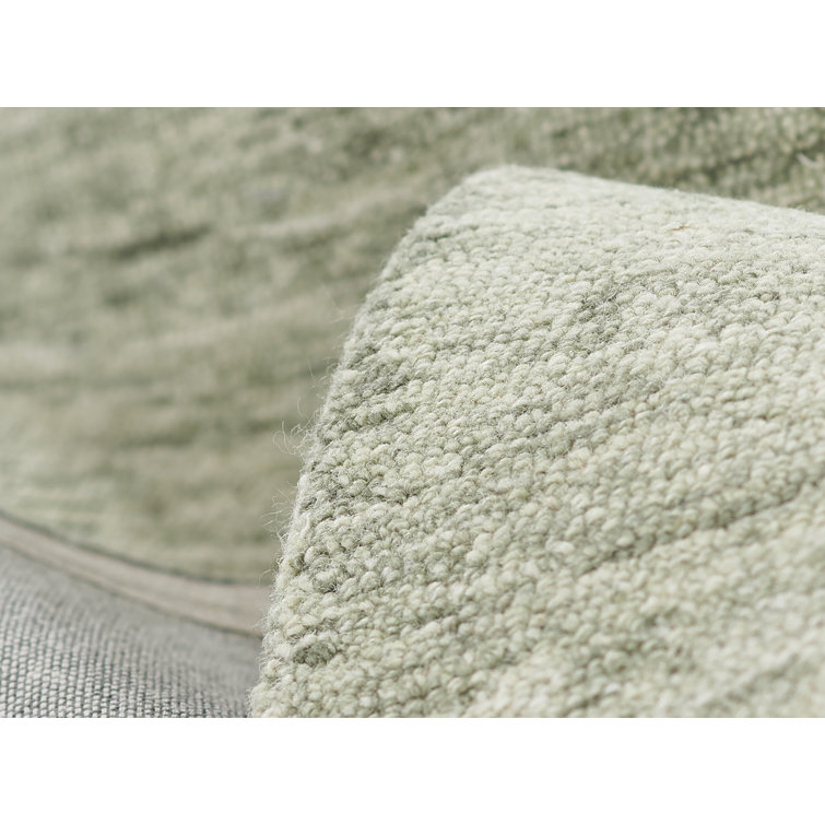 Sage Green Hand-Tufted Wool Rectangular Rug 2' x 3'