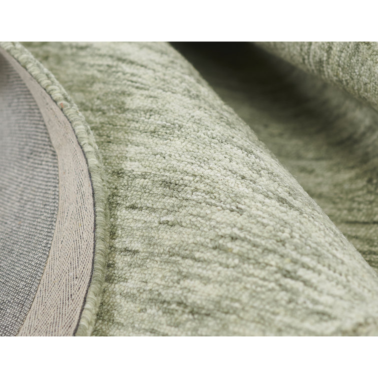 Sage Green Hand-Tufted Wool Rectangular Rug 2' x 3'
