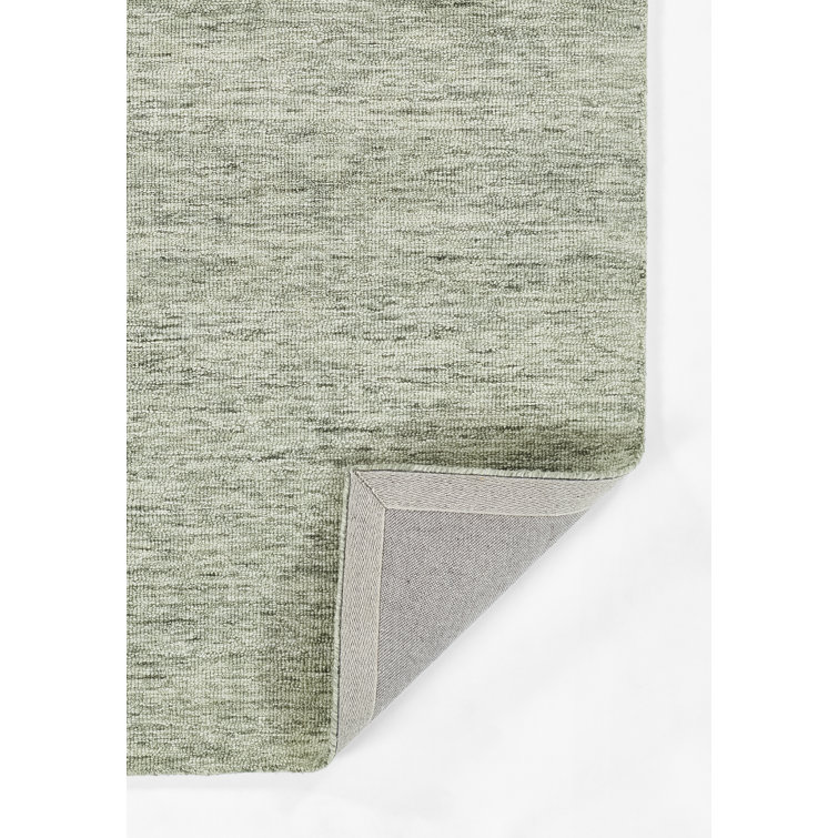Sage Green Hand-Tufted Wool Rectangular Rug 2' x 3'