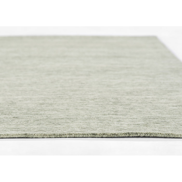 Sage Green Hand-Tufted Wool Rectangular Rug 2' x 3'