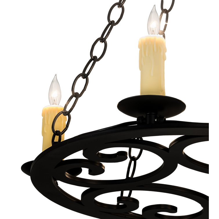 Bronze 4-Light Mini Candle Chandelier with Beige Accents