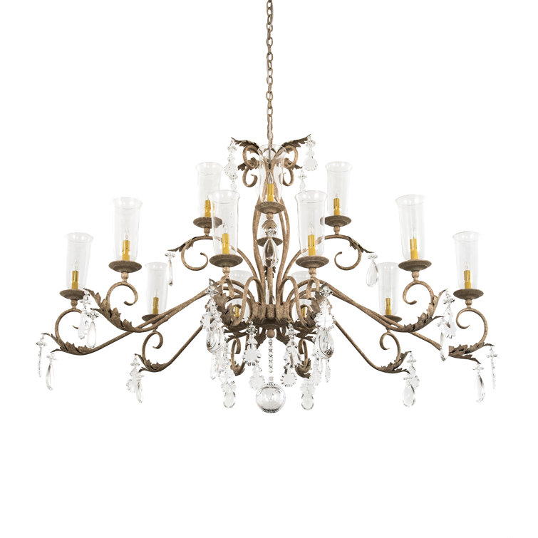 Windsor 14-Light Tuscan Ivory Empire Chandelier with Glass Shades