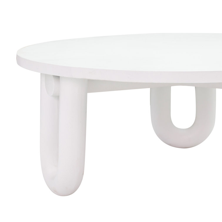 Round White Concrete Three-Leg Coffee Table