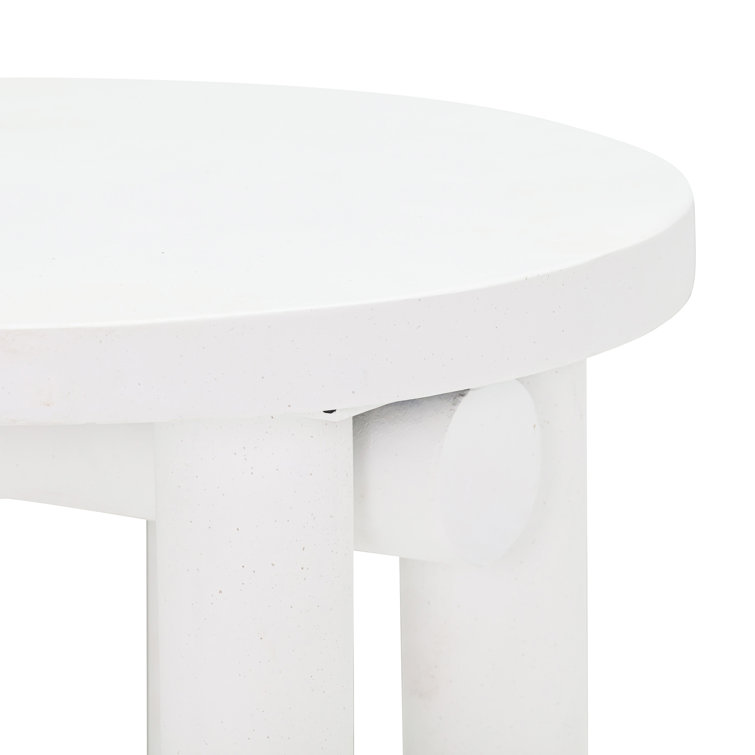 Round White Concrete Three-Leg Coffee Table