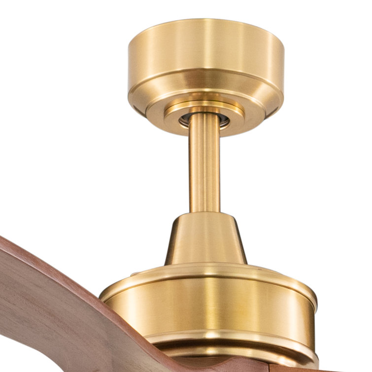 Curtiss 52'' Satin Brass and Walnut Wood Ceiling Fan with LED Light and Remote