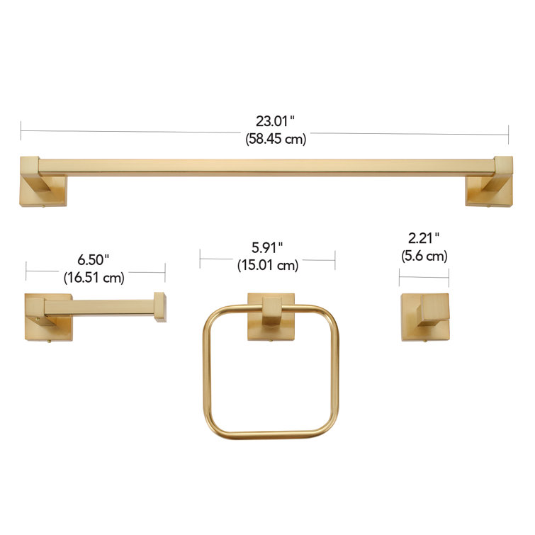 Dakota Matte Brass 4-Piece Bathroom Hardware Set