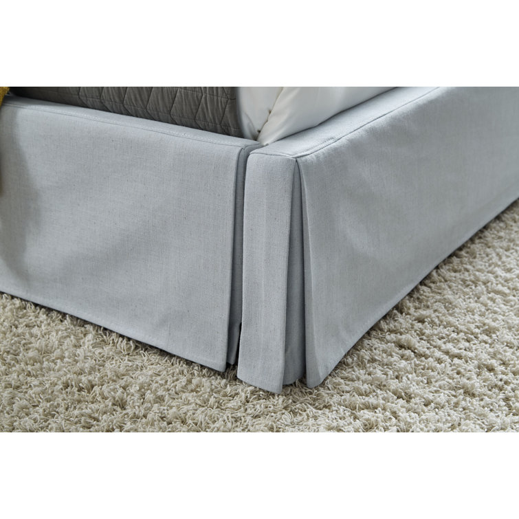 Sky Blue King Upholstered Linen Storage Panel Bed