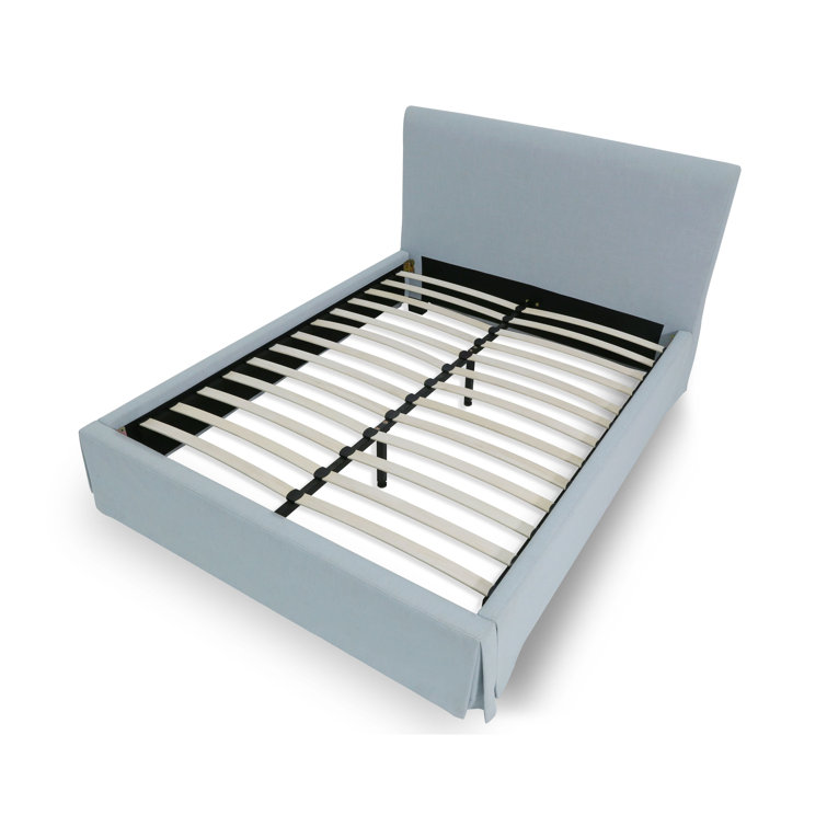 Sky Blue King Upholstered Linen Storage Panel Bed