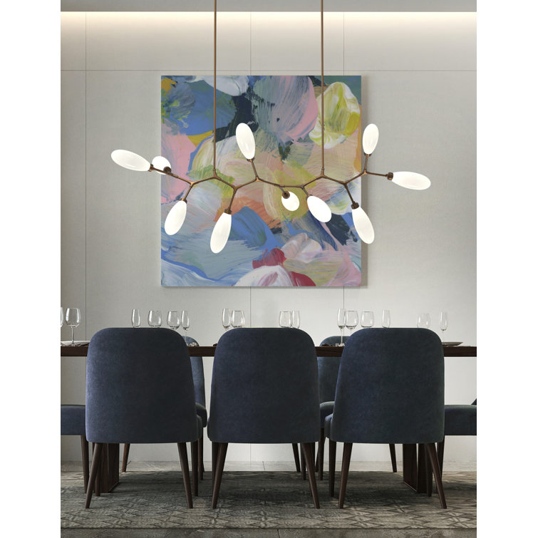 Fiori Modern Silver Branch Chandelier with Glass Buds