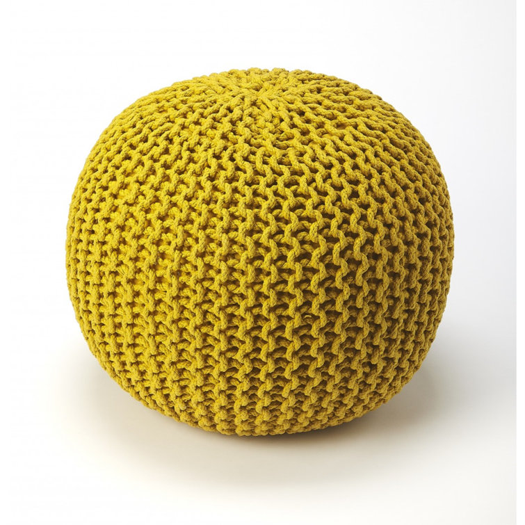 Golden Mustard Woven 19'' Pouf Ottoman