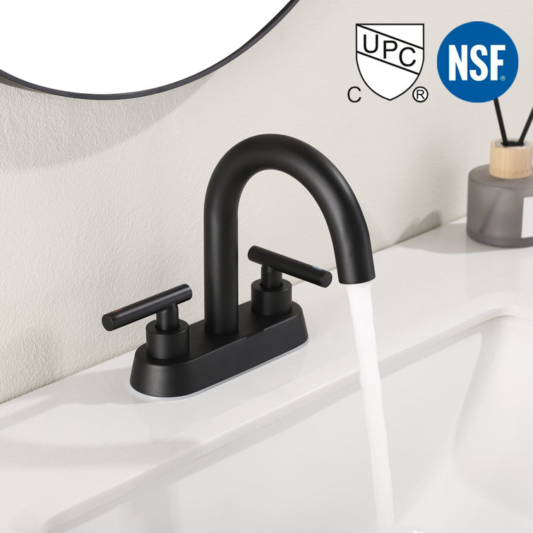 Matte Black Brass 4-Inch Centerset Bathroom Faucet with Drain Assembly