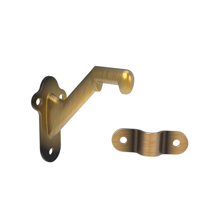 Heavy-Duty Antique Brass Handrail Bracket Set