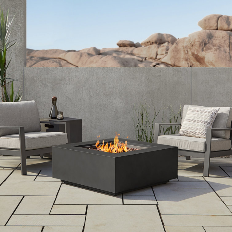 Aegean Black Powder-Coated Steel Gas Fire Pit Table