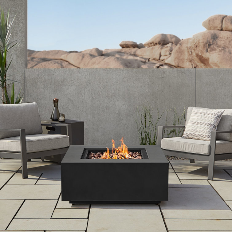 Aegean Black Powder-Coated Steel Gas Fire Pit Table