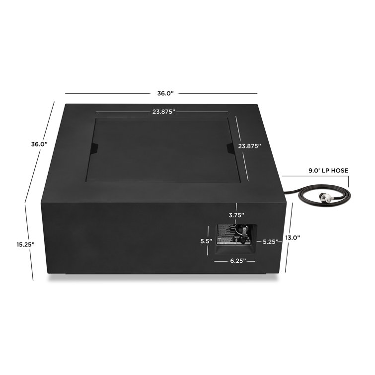 Aegean Black Powder-Coated Steel Gas Fire Pit Table