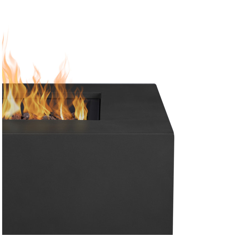 Aegean Black Powder-Coated Steel Gas Fire Pit Table