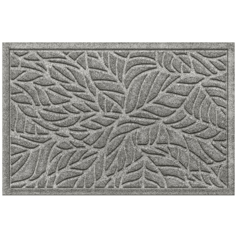 Light Gray Rubber Backing Tropical Leaves Outdoor Door Mat