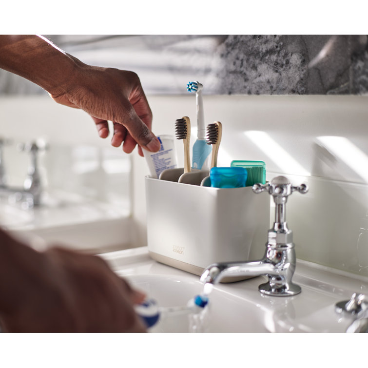 Joseph Joseph Large Ecru Plastic Toothbrush Holder with Matte Finish