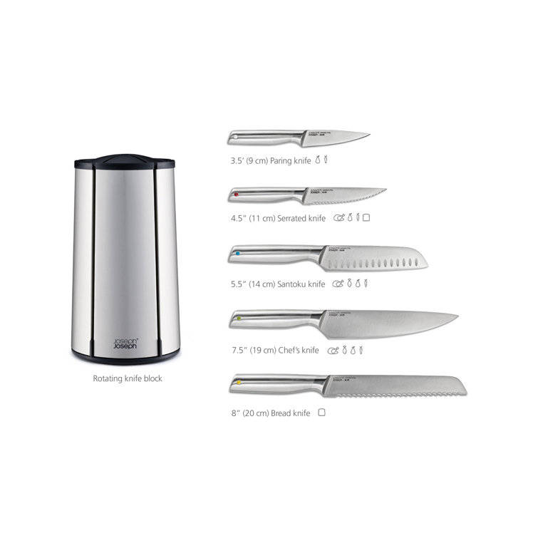 Joseph Joseph Elevate Steel 5-Piece Knife Set with Stainless Steel Carousel