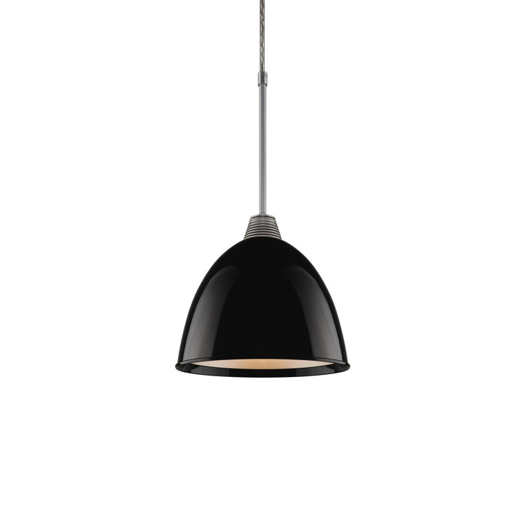 Classic LED Mini Pendant in Matte Chrome with Black Aluminum Shade