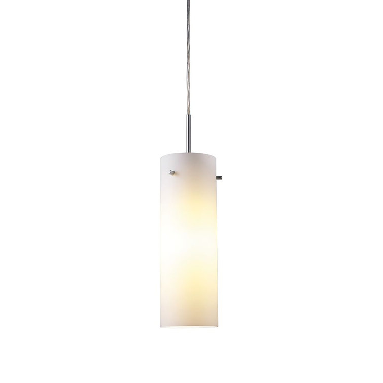 Mini Chrome LED Pendant with White Artisan Glass Shade