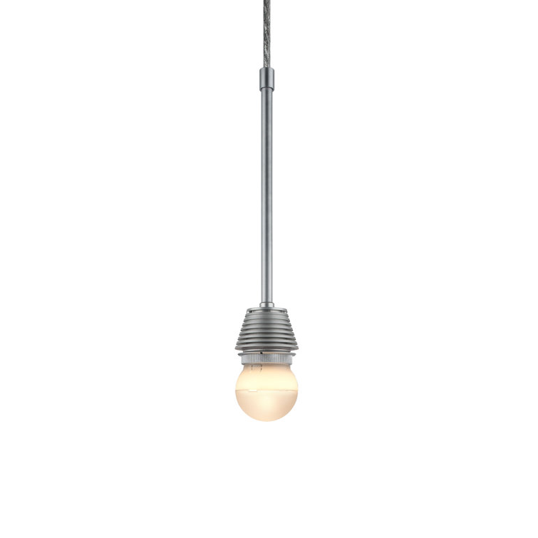 Mini Chrome LED Pendant with White Artisan Glass Shade