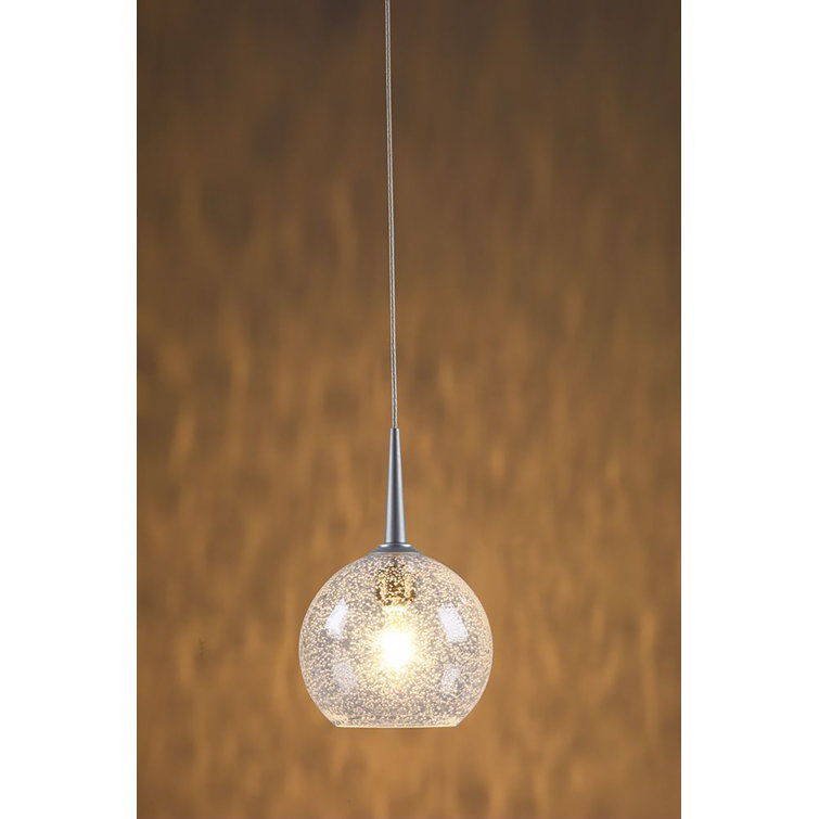 Matte Chrome Hand Blown Glass Globe Pendant Light