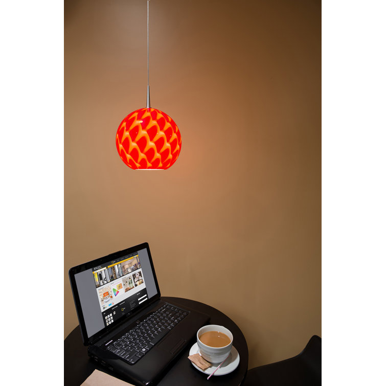 Mini Globe Chrome LED Pendant with Artisan White Glass Shade