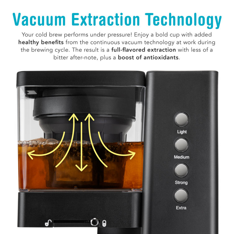 Shine Black Cold Brew Coffee and Tea Machine with Vacuum Technology