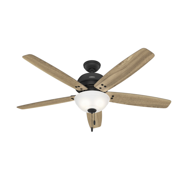 Rustic 60" Matte Black Ceiling Fan with LED Light & WhisperWind Motor