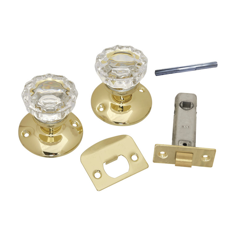 Vintage Bronze and Clear Glass Round Passage Door Knob Set