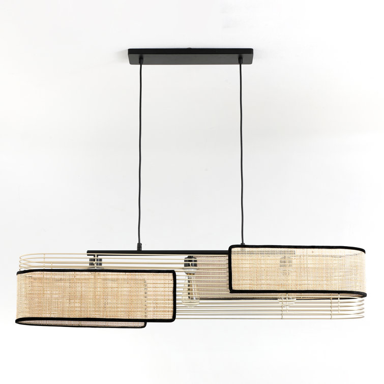 Bohemian Aluminum and Wicker 3-Light Island Pendant