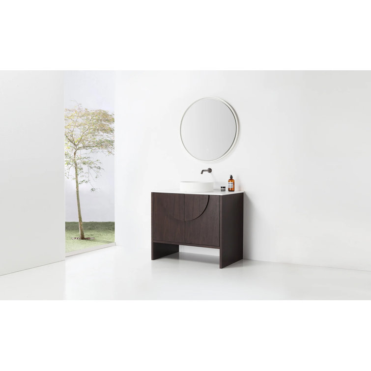 Arno 36'' Dark Walnut Single Bathroom Vanity with White Sink