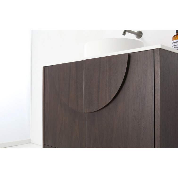 Arno 36'' Dark Walnut Single Bathroom Vanity with White Sink