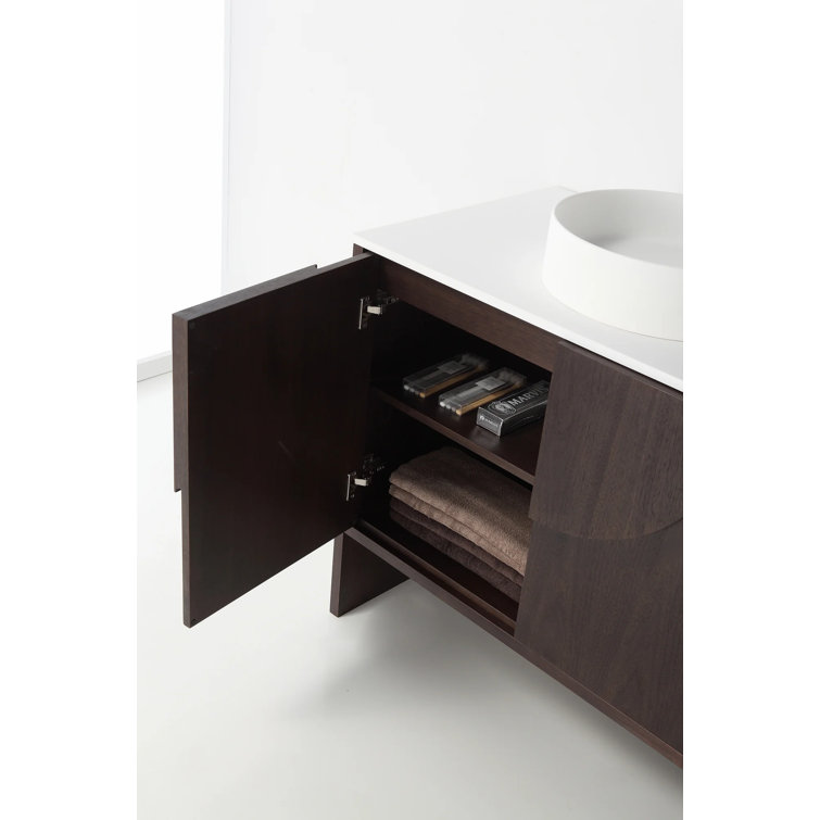 Arno 36'' Dark Walnut Single Bathroom Vanity with White Sink
