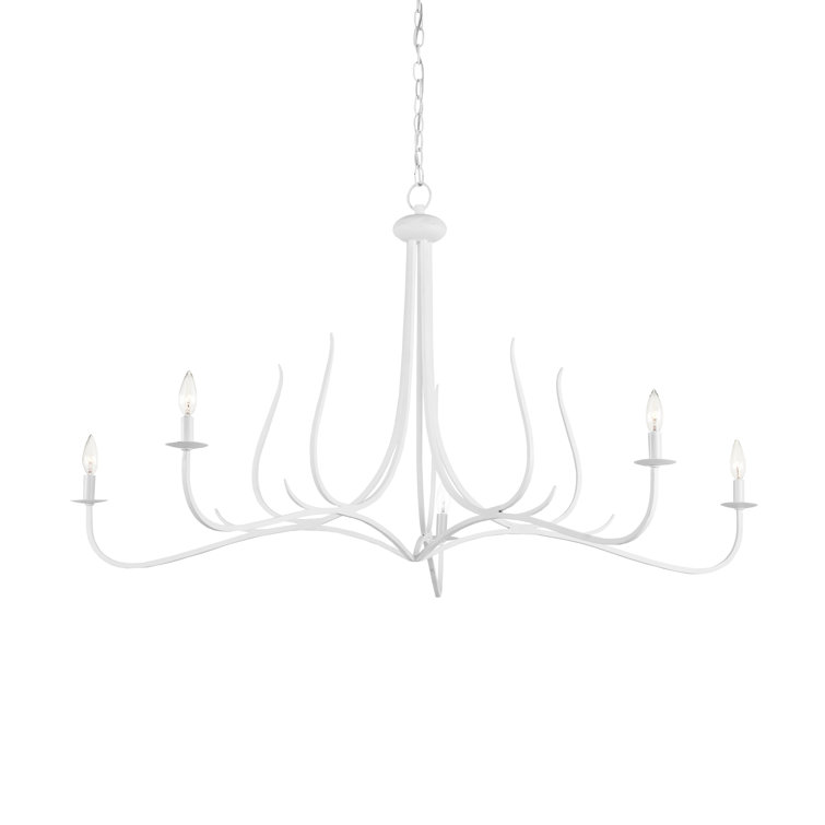 Gesso White 5-Light Candle Chandelier with Adjustable Height