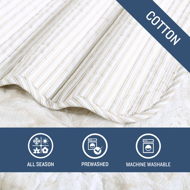 Makena Blue Cotton Reversible Full Quilt Set