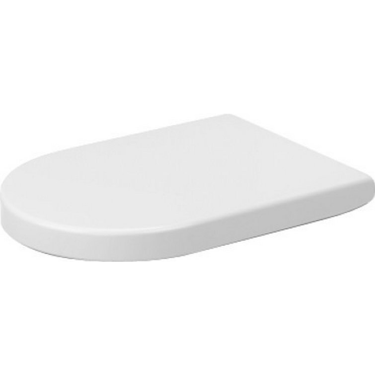 White Elongated Plastic Toilet Seat with Stainless Steel Hinges