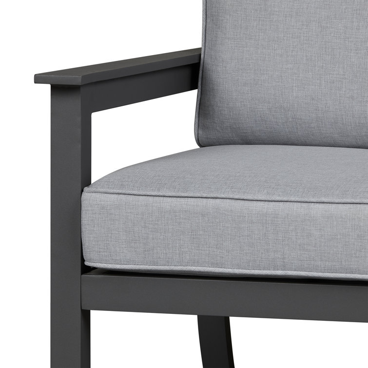 Gray Metal Outdoor Loveseat with Cushions, 55"