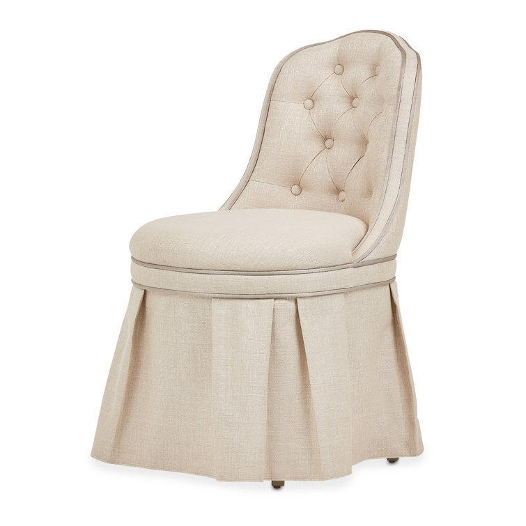 Villa Cherie Birch Hazelnut Vanity Set with Frosted Pearl Linen Bench