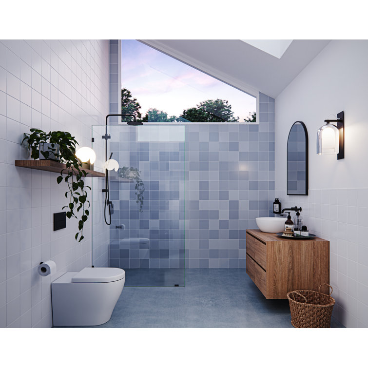Vela 78" x 45" Frameless Matte Black Glass Shower Panel