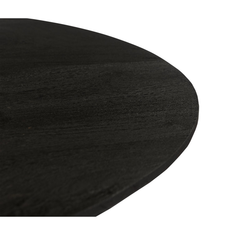 Black Mango Wood Round Pedestal Dining Table for 4