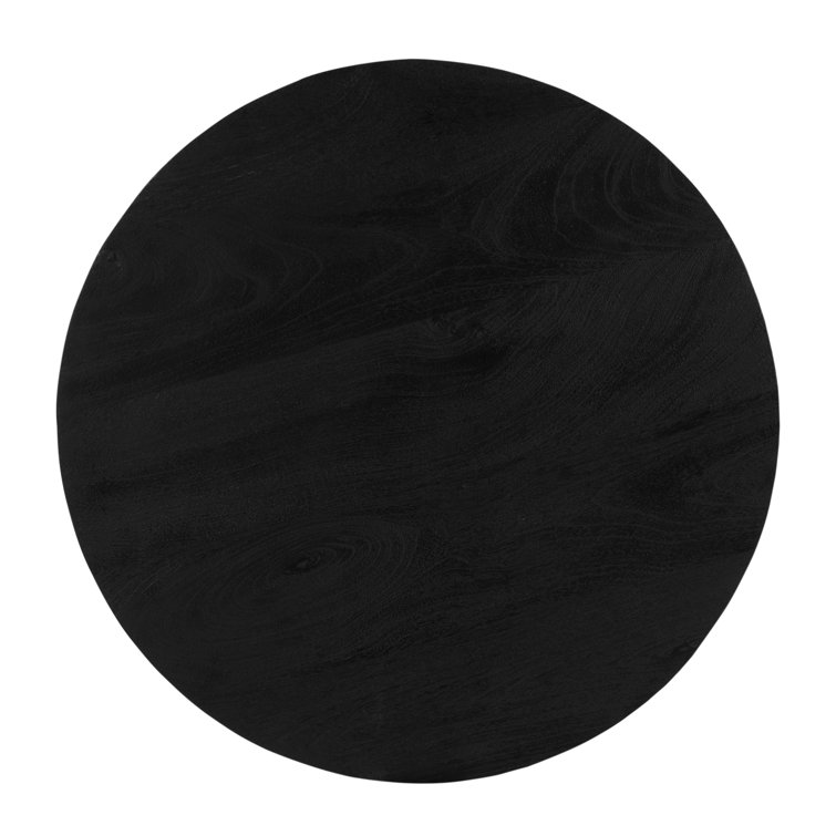 Black Mango Wood Round Pedestal Dining Table for 4
