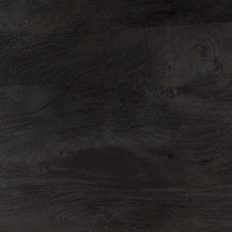 Black Mango Wood Round Pedestal Dining Table for 4