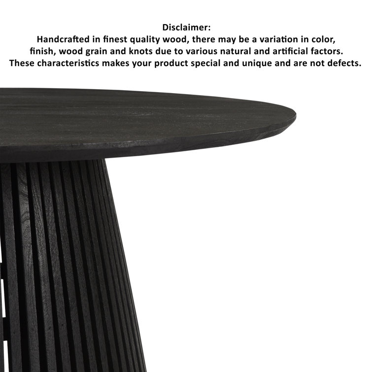 Black Mango Wood Round Pedestal Dining Table for 4