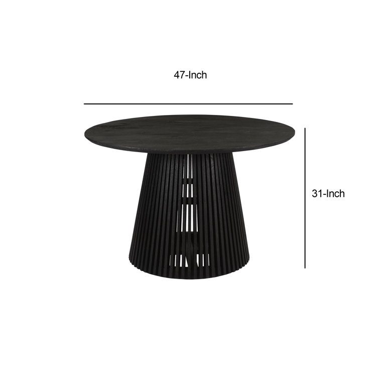 Black Mango Wood Round Pedestal Dining Table for 4