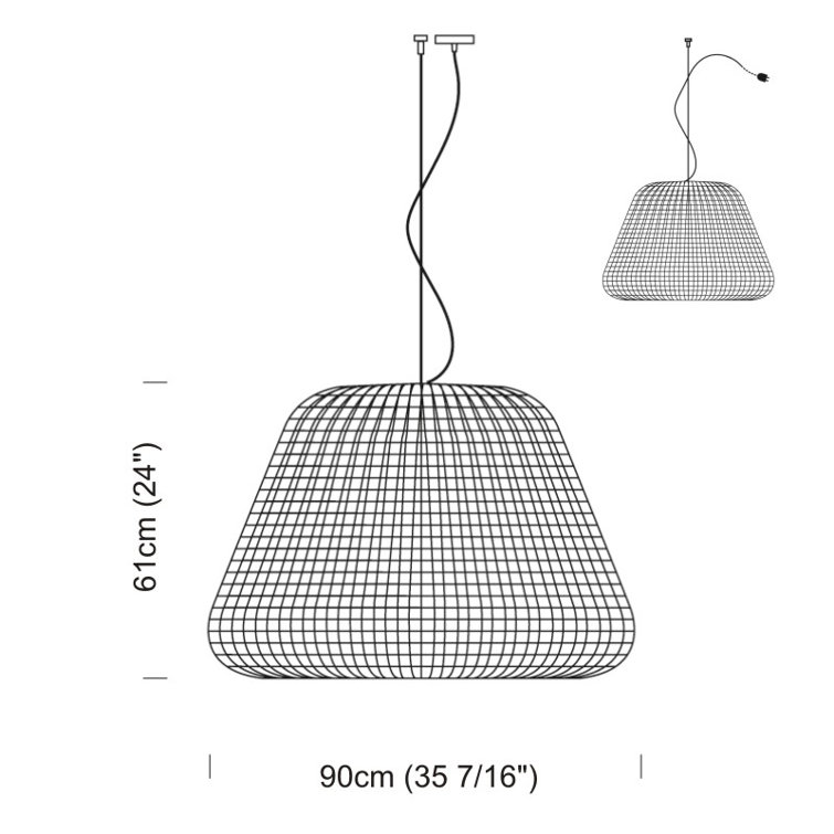 Ralph Hand-Woven Brown Synthetic Rattan 35" Outdoor Pendant Light