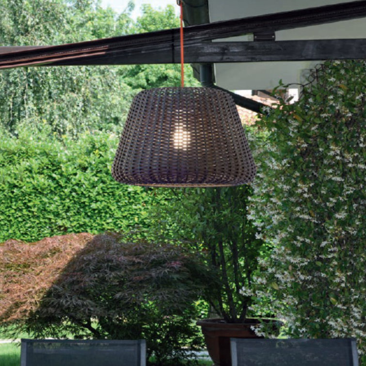 Ralph Hand-Woven Brown Synthetic Rattan 35" Outdoor Pendant Light